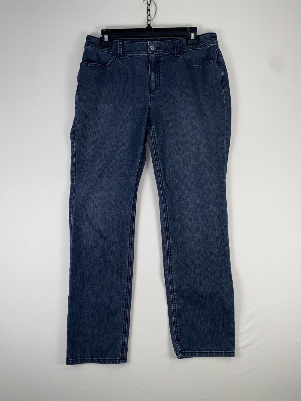 Chico's Jeans Womens 0.5 Short Blue Straight Rhinestone Pocket Stretch Denim